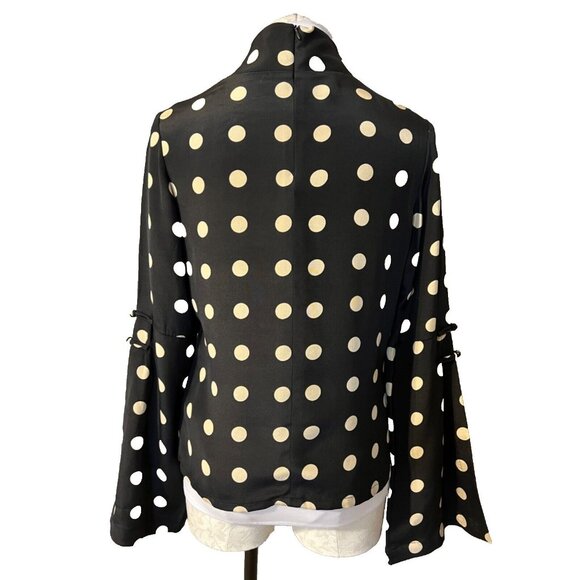 Anthropologie Claudia Patel SILK Top 4 Polka Dot Statement Sleeves NWT - Picture 5 of 14